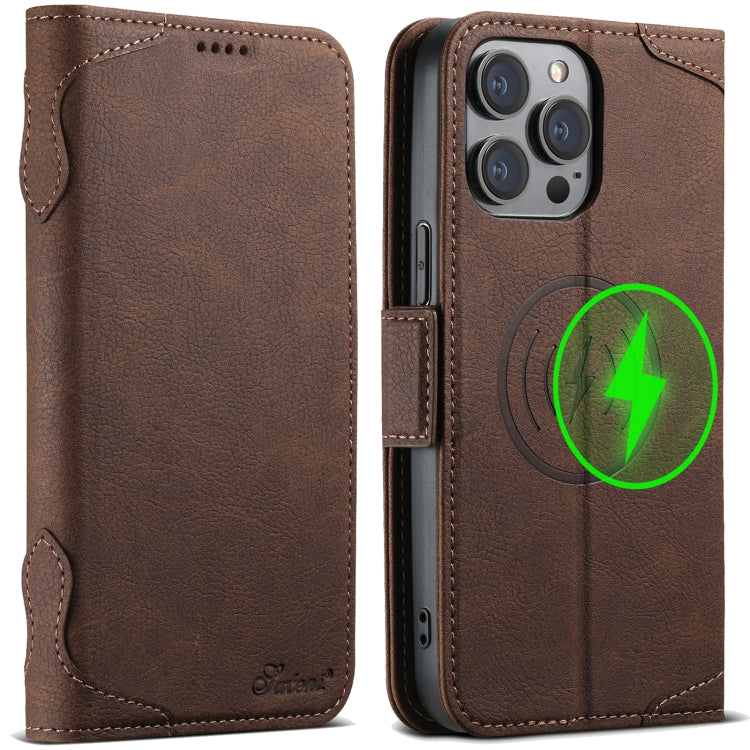 For iPhone 14 Pro SUTENI J07 Multifunctional Horizontal Flip Magsafe Leather Phone Case(Brown) - free shipping - PMC Jewellery - Order now!