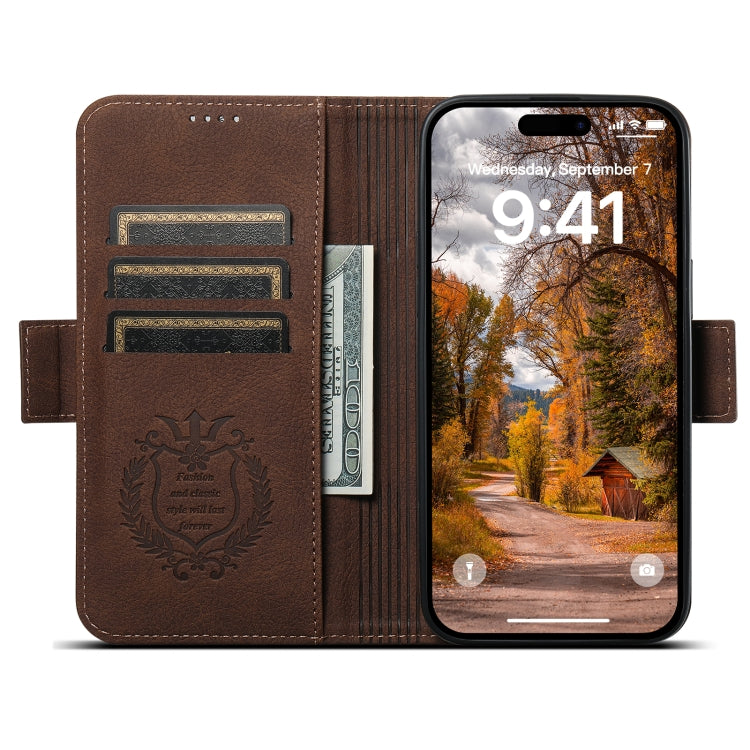 For iPhone 14 Pro SUTENI J07 Multifunctional Horizontal Flip Magsafe Leather Phone Case(Brown) - free shipping - PMC Jewellery - Order now!