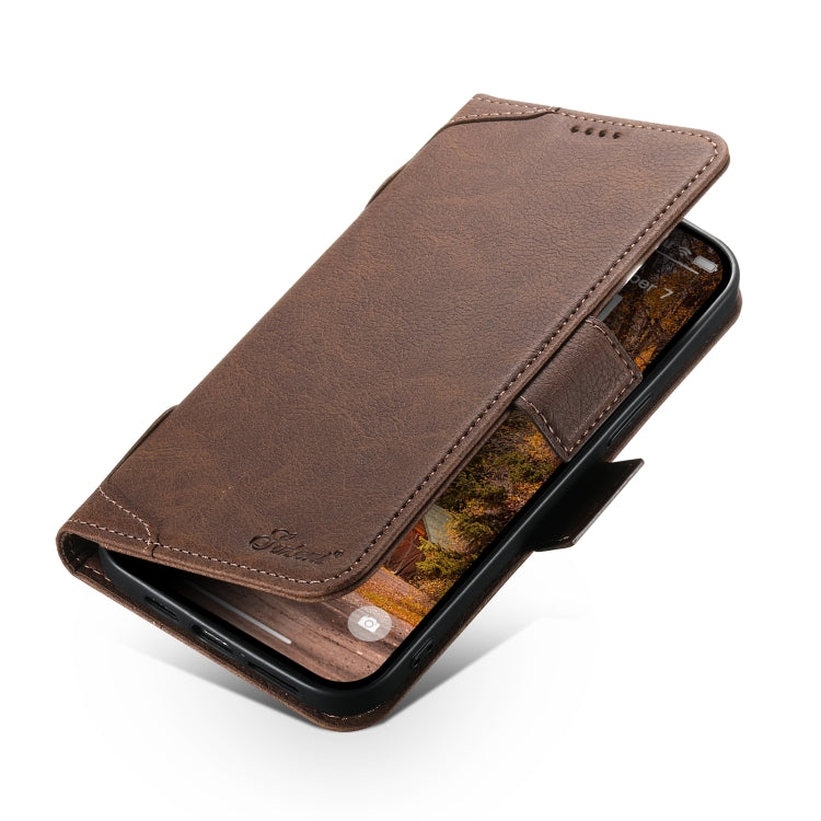For iPhone 14 Pro SUTENI J07 Multifunctional Horizontal Flip Magsafe Leather Phone Case(Brown) - free shipping - PMC Jewellery - Order now!