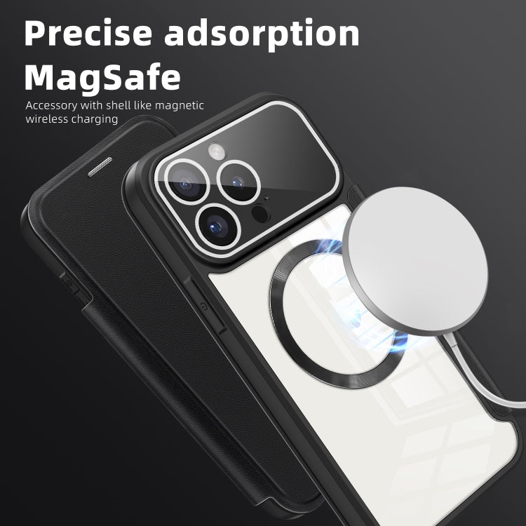 For iPhone 15 Colored Shield MagSafe Magnetic RFID Anti-theft Leather Phone Case(Black) - iPhone 15 Cases by PMC TechLife | Online Shopping South Africa | PMC TechLife