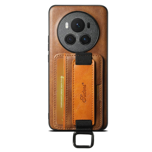 For Honor Magic6 Pro Suteni H13 Card Wallet Wrist Strap Holder PU Phone Case(Brown) - Honor Cases by Suteni | Online Shopping South Africa | PMC Jewellery | Buy Now Pay Later Mobicred