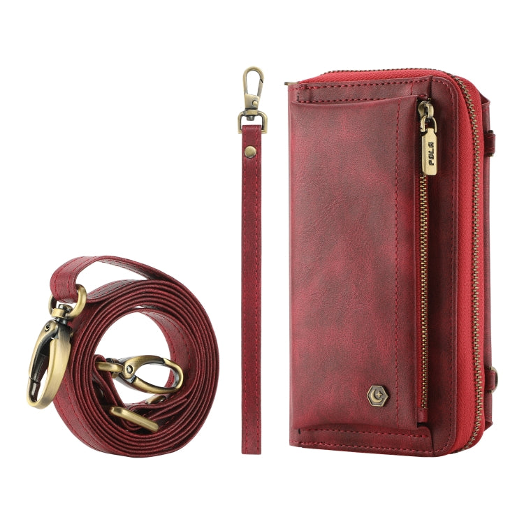For Samsung Galaxy S24 5G Crossbody Multi-functional Zipper Wallet Leather Phone Case(Red) - Galaxy S24 5G Cases by PMC Jewellery | Online Shopping South Africa | PMC Jewellery | Buy Now Pay Later Mobicred