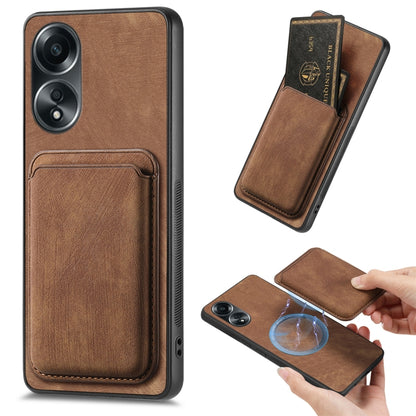 For OPPO A58 4G Retro Leather Card Bag Magnetic Phone Case(Brown) - OPPO Cases by PMC Jewellery | Online Shopping South Africa | PMC Jewellery | Buy Now Pay Later Mobicred