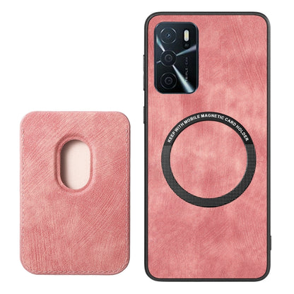 For OPPO Reno10 Global Retro Leather Card Bag Magnetic Phone Case(Pink) - OPPO Cases by PMC Jewellery | Online Shopping South Africa | PMC Jewellery | Buy Now Pay Later Mobicred