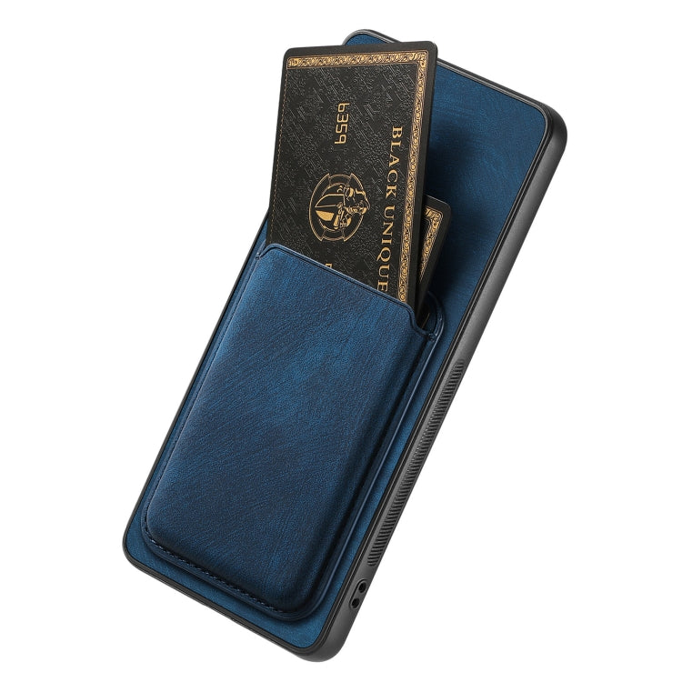 For OPPO A17K Retro Leather Card Bag Magnetic Phone Case(Blue) - OPPO Cases by PMC TechLife | Online Shopping South Africa | PMC TechLife | Buy Now Pay Later Mobicred