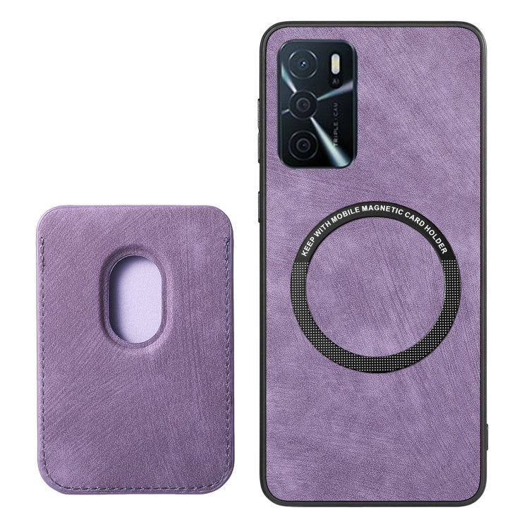 For OPPO A17 Retro Leather Card Bag Magnetic Phone Case(Purple) - OPPO Cases by PMC TechLife | Online Shopping South Africa | PMC TechLife | Buy Now Pay Later Mobicred