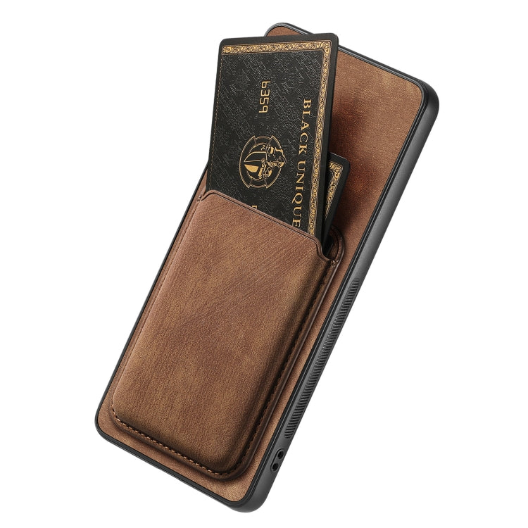 For OPPO Reno8 Pro 5G Retro Leather Card Bag Magnetic Phone Case(Brown) - OPPO Cases by PMC Jewellery | Online Shopping South Africa | PMC Jewellery | Buy Now Pay Later Mobicred