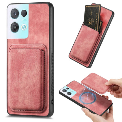 For OPPO Reno8 Pro 5G Retro Leather Card Bag Magnetic Phone Case(Pink) - OPPO Cases by PMC Jewellery | Online Shopping South Africa | PMC Jewellery | Buy Now Pay Later Mobicred