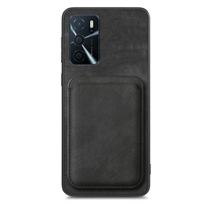 For OPPO Reno8 Pro 5G Retro Leather Card Bag Magnetic Phone Case(Black) - OPPO Cases by PMC Jewellery | Online Shopping South Africa | PMC Jewellery | Buy Now Pay Later Mobicred