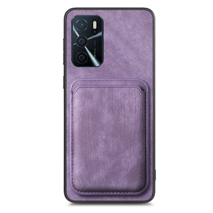 For OPPO Reno8 5G Retro Leather Card Bag Magnetic Phone Case(Purple) - OPPO Cases by PMC Jewellery | Online Shopping South Africa | PMC Jewellery | Buy Now Pay Later Mobicred