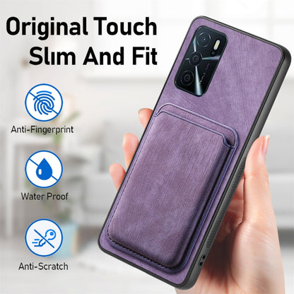 For OPPO Reno8 5G Retro Leather Card Bag Magnetic Phone Case(Purple) - OPPO Cases by PMC Jewellery | Online Shopping South Africa | PMC Jewellery | Buy Now Pay Later Mobicred