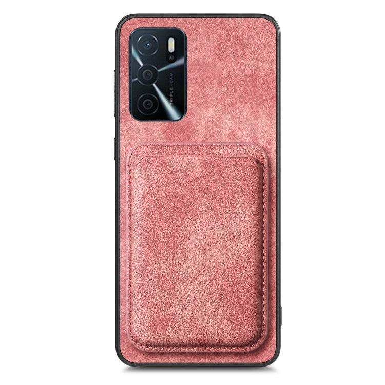 For OPPO Reno7 4G Retro Leather Card Bag Magnetic Phone Case(Pink) - OPPO Cases by PMC TechLife | Online Shopping South Africa | PMC TechLife | Buy Now Pay Later Mobicred