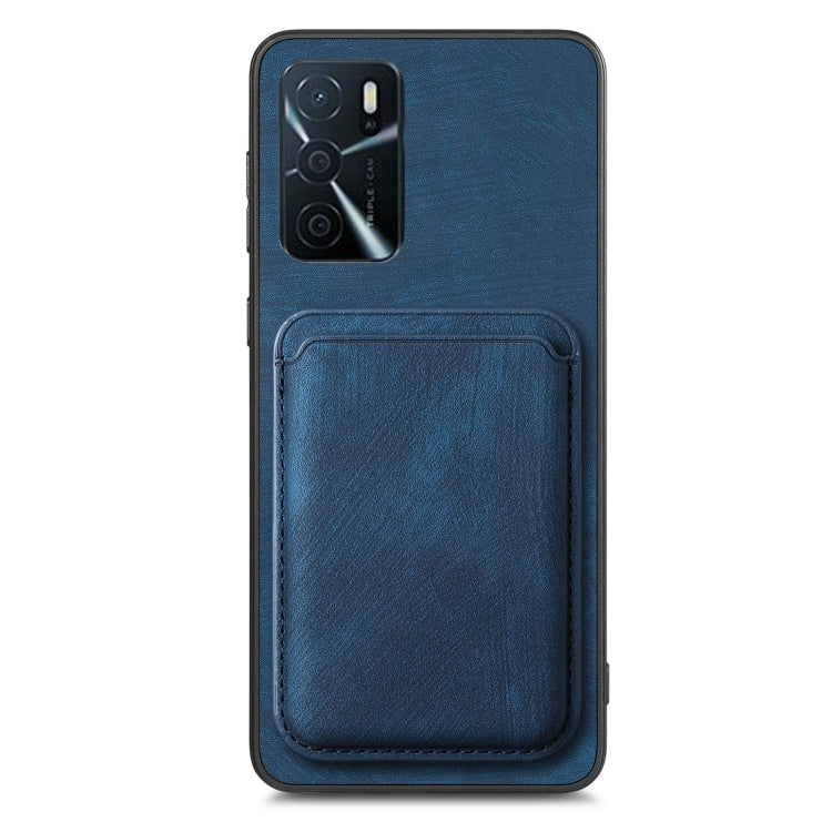 For OPPO Reno7 Pro 5G Retro Leather Card Bag Magnetic Phone Case(Blue) - OPPO Cases by PMC TechLife | Online Shopping South Africa | PMC TechLife | Buy Now Pay Later Mobicred