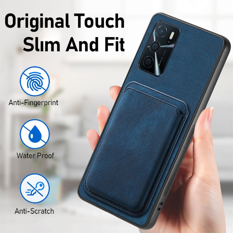 For OPPO Reno7 Pro 5G Retro Leather Card Bag Magnetic Phone Case(Blue) - OPPO Cases by PMC TechLife | Online Shopping South Africa | PMC TechLife | Buy Now Pay Later Mobicred