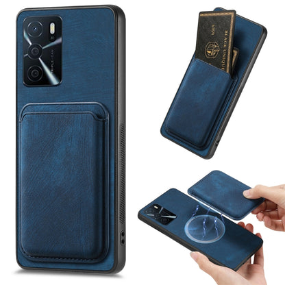 For OPPO A16 Retro Leather Card Bag Magnetic Phone Case(Blue) - OPPO Cases by PMC Jewellery | Online Shopping South Africa | PMC Jewellery | Buy Now Pay Later Mobicred