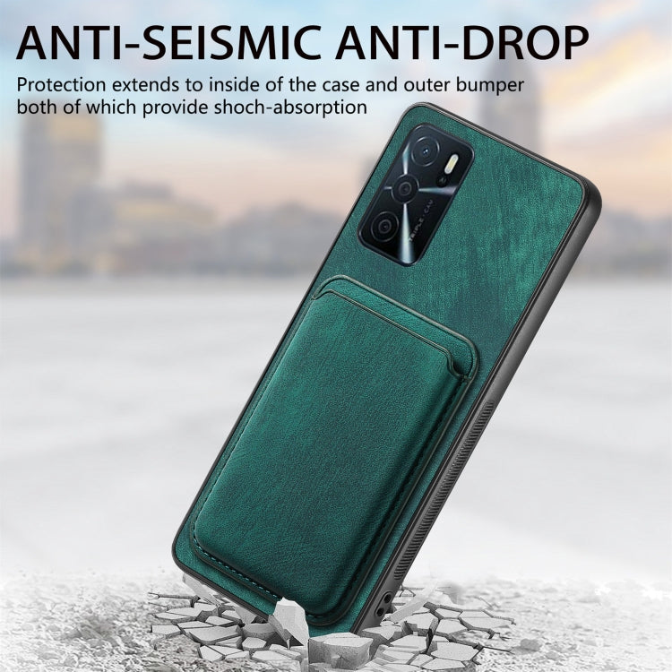 For OPPO A16 Retro Leather Card Bag Magnetic Phone Case(Green) - OPPO Cases by PMC TechLife | Online Shopping South Africa | PMC TechLife | Buy Now Pay Later Mobicred