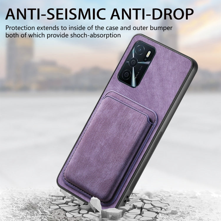 For OPPO A16 Retro Leather Card Bag Magnetic Phone Case(Purple) - OPPO Cases by PMC TechLife | Online Shopping South Africa | PMC TechLife | Buy Now Pay Later Mobicred
