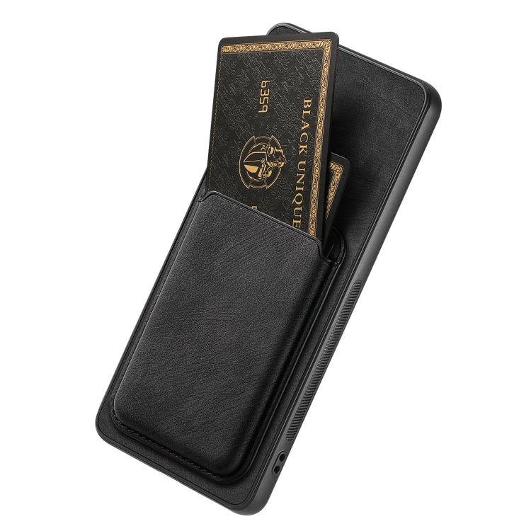 For OPPO Reno6 5G Retro Leather Card Bag Magnetic Phone Case(Black) - OPPO Cases by PMC Jewellery | Online Shopping South Africa | PMC Jewellery | Buy Now Pay Later Mobicred