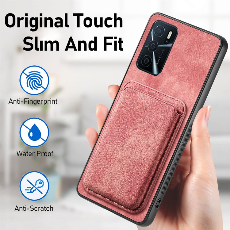 For OPPO Reno6 Pro 5G Retro Leather Card Bag Magnetic Phone Case(Pink) - OPPO Cases by PMC Jewellery | Online Shopping South Africa | PMC Jewellery | Buy Now Pay Later Mobicred