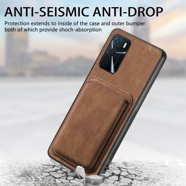 For OPPO F19 Pro Retro Leather Card Bag Magnetic Phone Case(Brown) - OPPO Cases by PMC Jewellery | Online Shopping South Africa | PMC Jewellery | Buy Now Pay Later Mobicred