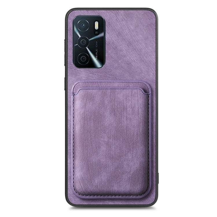 For OPPO F19 Pro Retro Leather Card Bag Magnetic Phone Case(Purple) - OPPO Cases by PMC Jewellery | Online Shopping South Africa | PMC Jewellery | Buy Now Pay Later Mobicred