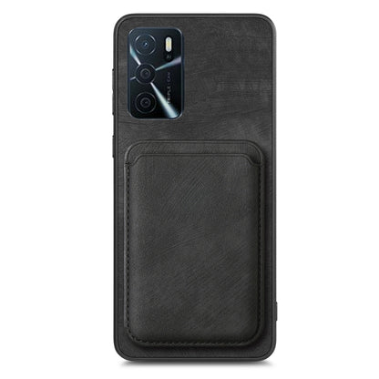 For OPPO A15 Retro Leather Card Bag Magnetic Phone Case(Black) - OPPO Cases by PMC Jewellery | Online Shopping South Africa | PMC Jewellery | Buy Now Pay Later Mobicred