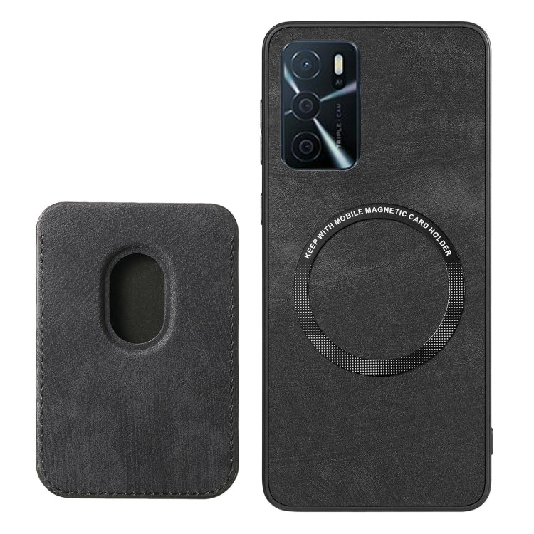 For OPPO A15 Retro Leather Card Bag Magnetic Phone Case(Black) - OPPO Cases by PMC TechLife | Online Shopping South Africa | PMC TechLife | Buy Now Pay Later Mobicred