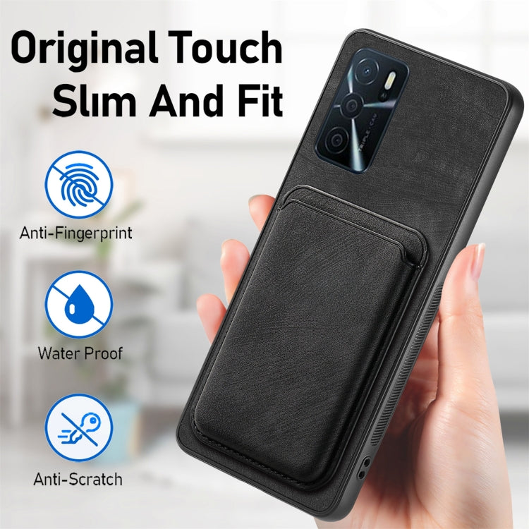 For OPPO A15 Retro Leather Card Bag Magnetic Phone Case(Black) - OPPO Cases by PMC TechLife | Online Shopping South Africa | PMC TechLife | Buy Now Pay Later Mobicred