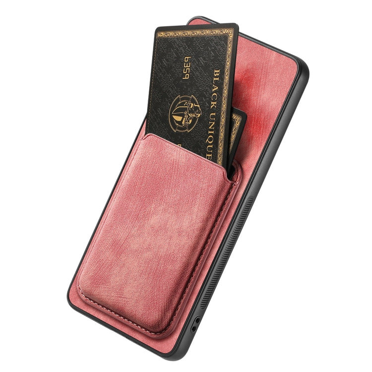 For OPPO A5 Retro Leather Card Bag Magnetic Phone Case(Pink) - free shipping - PMC TechLife - Order now!