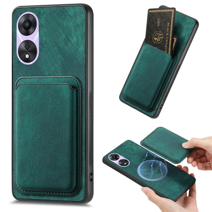 For OPPO A78 5G / A58 5G Retro Leather Card Bag Magnetic Phone Case(Green) - OPPO Cases by PMC Jewellery | Online Shopping South Africa | PMC Jewellery | Buy Now Pay Later Mobicred