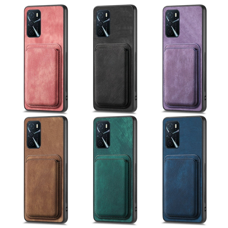 For OPPO A16K Retro Leather Card Bag Magnetic Phone Case(Purple) - OPPO Cases by PMC Jewellery | Online Shopping South Africa | PMC Jewellery | Buy Now Pay Later Mobicred