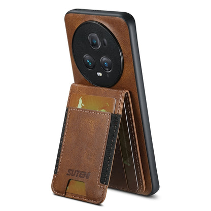 For Honor Magic6 Pro Suteni H03 Oil Wax Leather Wallet Stand Back Phone Case(Brown) - Honor Cases by Suteni | Online Shopping South Africa | PMC Jewellery | Buy Now Pay Later Mobicred