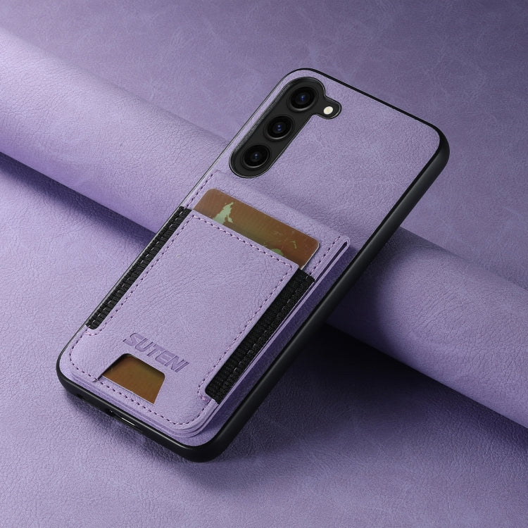 For Samsuny Galaxy S24+ 5G Suteni H03 Litchi Leather Card Bag Stand Back Phone Case(Purple) - Galaxy S24+ 5G Cases by Suteni | Online Shopping South Africa | PMC Jewellery | Buy Now Pay Later Mobicred