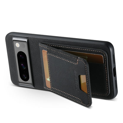 For Google Pixel 8a Suteni H03 Litchi Leather Card Bag Stand Back Phone Case(Black) - Google Cases by Suteni | Online Shopping South Africa | PMC Jewellery | Buy Now Pay Later Mobicred