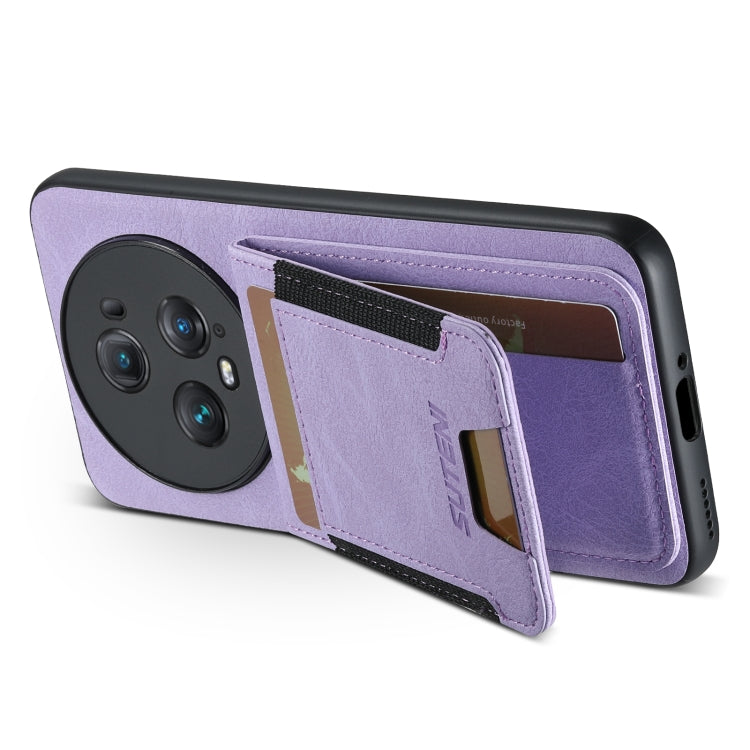 For Honor Magic6 Pro Suteni H03 Litchi Leather Card Bag Stand Back Phone Case(Purple) - Honor Cases by Suteni | Online Shopping South Africa | PMC Jewellery | Buy Now Pay Later Mobicred