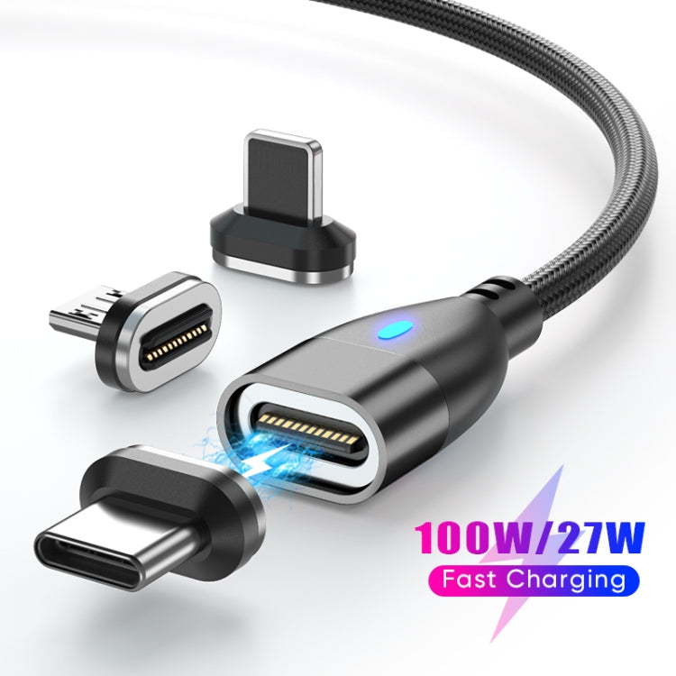 ENKAY 3 in 1 PD100W Type-C to Type-C / 8 Pin / Micro USB Magnetic Fast Charging Cable, Cable Length:1.8m(Black) - Charging Cable & Head by ENKAY | Online Shopping South Africa | PMC Jewellery | Buy Now Pay Later Mobicred