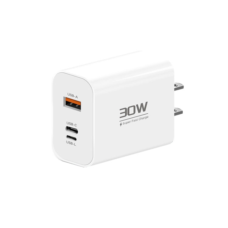 PD30W USB-C / Type-C + 8 Pin + USB-A Reverse Charger Suitable for iPhone Series(US Plug) - free shipping - PMC Jewellery - Order now!