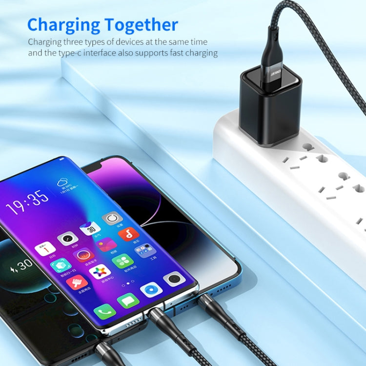 ENKAY 6-in-1 5A USB + Type-C to Type-C / 8 Pin / Micro USB Multifunction Fast Charging Cable, Cable Length:1.3m(Purple) - Multifunction Cable by ENKAY | Online Shopping South Africa | PMC Jewellery