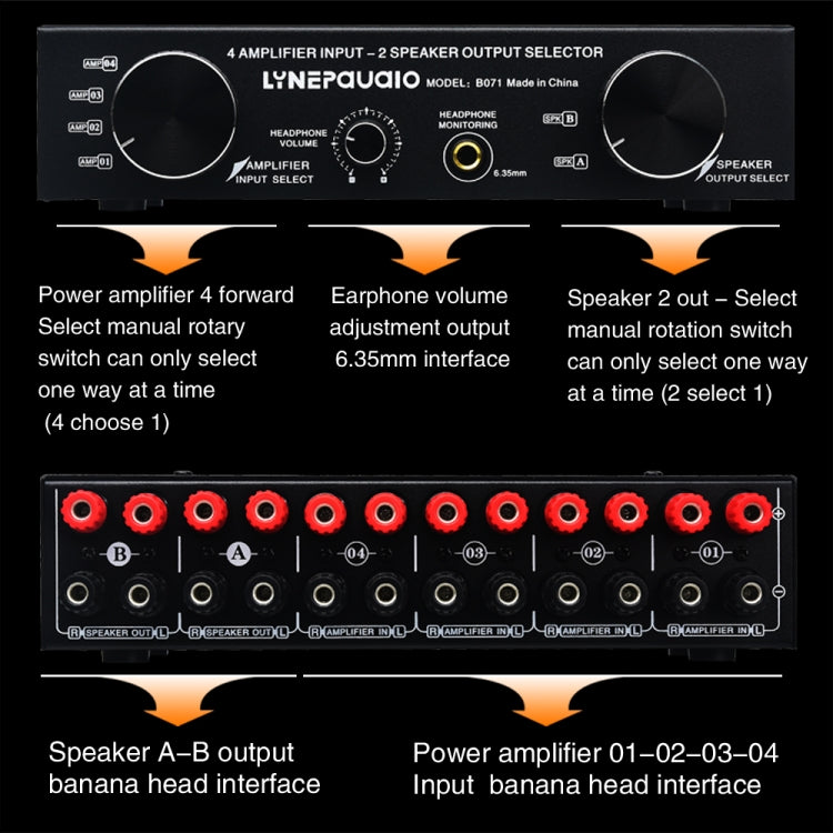 B071 4 Input 2 Output or 2 In 4 Out Power Amplifier Speaker Selector Switcher -  by PMC TechLife | Online Shopping South Africa | PMC TechLife | Buy Now Pay Later Mobicred