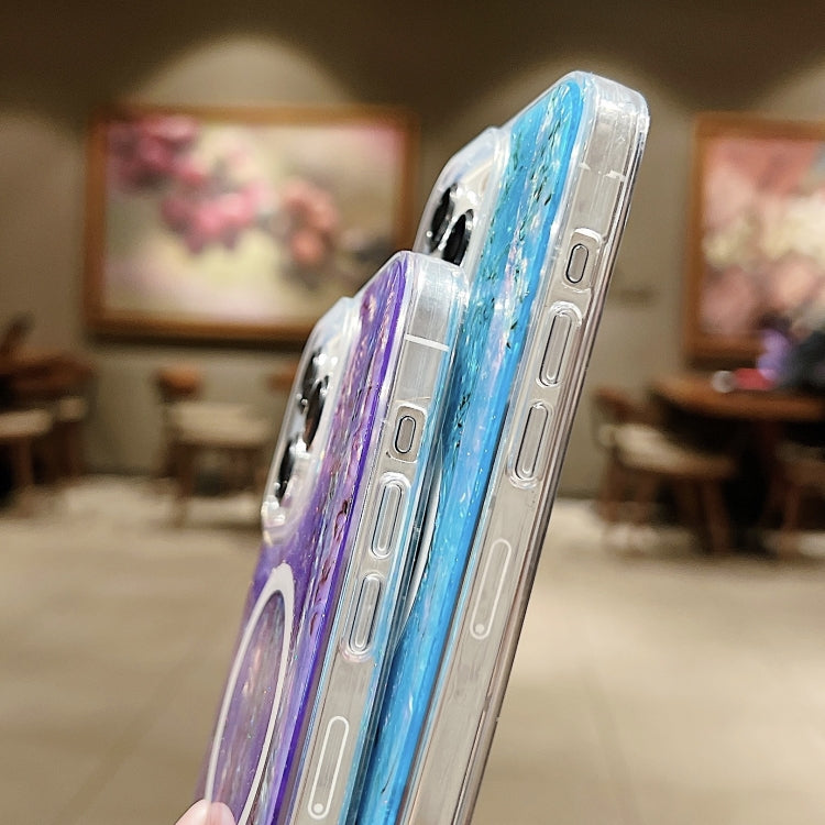 For iPhone 15 Shell Texture Multicolor MagSafe TPU Phone Case(Peacock Blue) - iPhone 15 Cases by PMC TechLife | Online Shopping South Africa | PMC TechLife