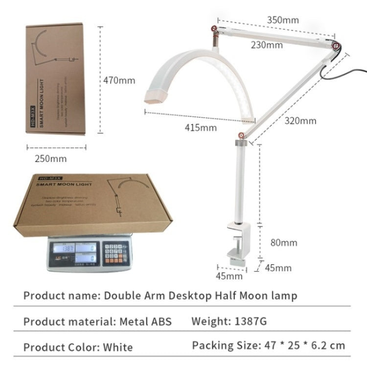 HD-M3X For Eyelash Extensions / Tattoo / Nail Art Lighting Lamp 16 inch Clip-on Half Moon Desk Lamp(EU Plug) - Selfie Light by PMC Jewellery | Online Shopping South Africa | PMC Jewellery | Buy Now Pay Later Mobicred