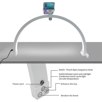 M12X Foldable LED Half Moon Lamp Touch Control Nail Art Lamp, Length: 56cm(US Plug) - Selfie Light by PMC Jewellery | Online Shopping South Africa | PMC Jewellery | Buy Now Pay Later Mobicred