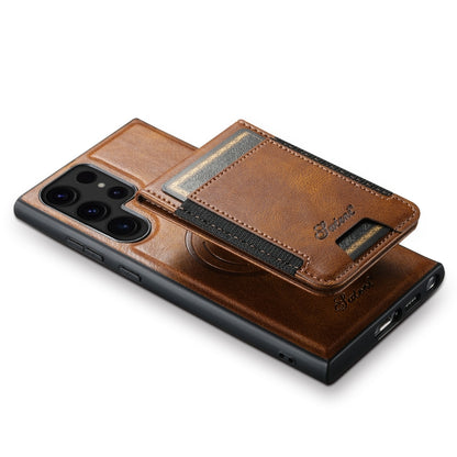 For Samsung Galaxy S23 Ultra 5G Suteni H17 Oil Eax Leather Detachable Wallet Phone Case(Brown) - Galaxy S23 Ultra 5G Cases by Suteni | Online Shopping South Africa | PMC Jewellery | Buy Now Pay Later Mobicred