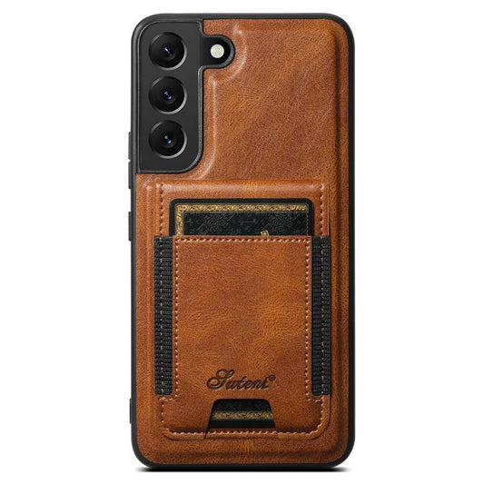 For Samsung Galaxy S25+ 5G Suteni H17 Oil Eax Leather MagSafe Detachable Wallet Phone Case(Brown) - Galaxy S25+ 5G Cases by Suteni | Online Shopping South Africa | PMC Jewellery | Buy Now Pay Later Mobicred