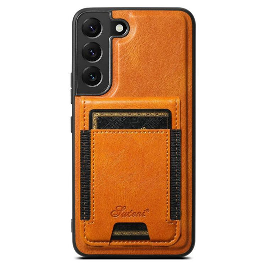 For Samsung Galaxy S25+ 5G Suteni H17 Oil Eax Leather MagSafe Detachable Wallet Phone Case(Khaki) - Galaxy S25+ 5G Cases by Suteni | Online Shopping South Africa | PMC Jewellery | Buy Now Pay Later Mobicred