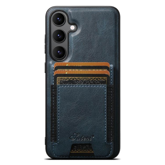 For Samsung Galaxy S25 5G Suteni H17 Oil Eax Leather MagSafe Detachable Wallet Phone Case(Blue) - Galaxy S25 5G Cases by Suteni | Online Shopping South Africa | PMC Jewellery | Buy Now Pay Later Mobicred