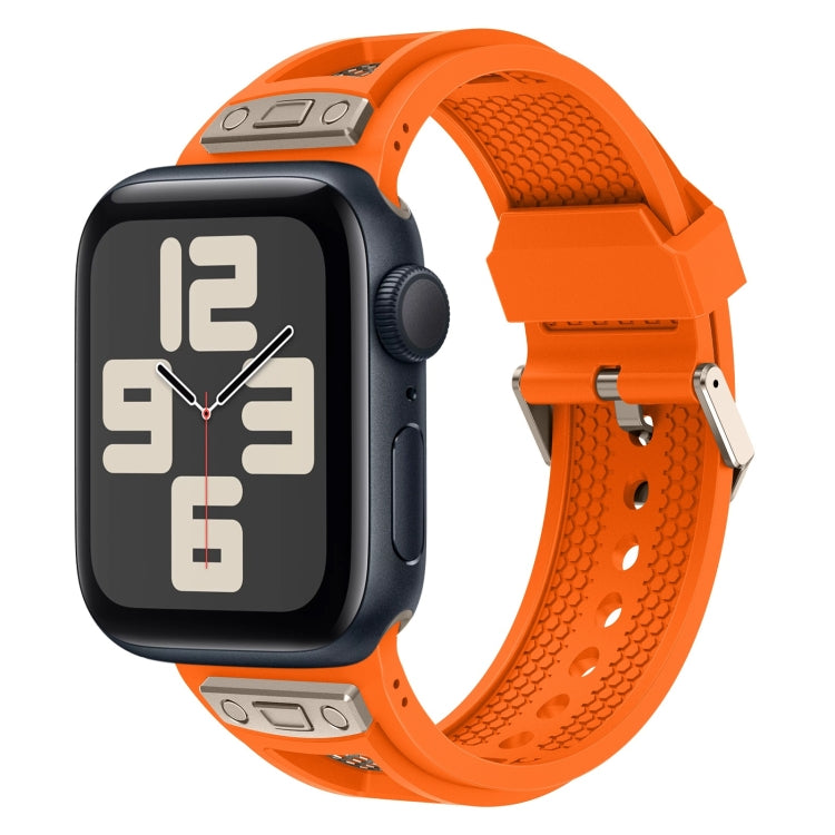 For Apple Watch SE 2023 44mm Breathable Stainless Steel Mesh TPU Watch Band(Orange Titanium) - Watch Bands by PMC Jewellery | Online Shopping South Africa | PMC Jewellery