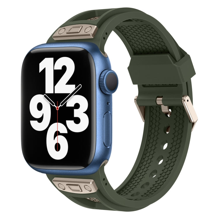 For Apple Watch Series 7 45mm Breathable Stainless Steel Mesh TPU Watch Band(Green Titanium) - Watch Bands by PMC Jewellery | Online Shopping South Africa | PMC Jewellery