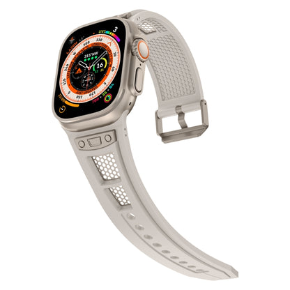 For Apple Watch Series 7 45mm Breathable Stainless Steel Mesh TPU Watch Band(Starlight Titanium) - Watch Bands by PMC Jewellery | Online Shopping South Africa | PMC Jewellery