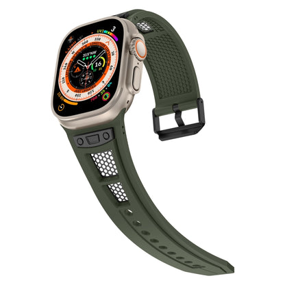 For Apple Watch Series 6 44mm Breathable Stainless Steel Mesh TPU Watch Band(Green Black) - Watch Bands by PMC Jewellery | Online Shopping South Africa | PMC Jewellery